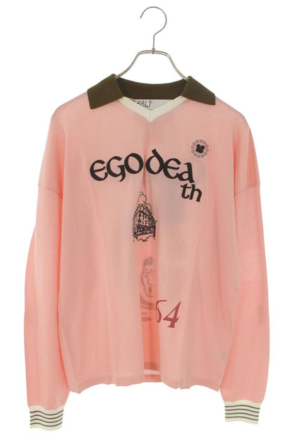 Paly Hollywood 26SS Football Long Sleeve Polo Pink Viscose Size S