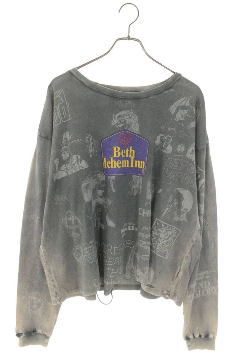 Paly Hollywood 26SS Graphic Distressed Long Sleeve Tee Black Size L