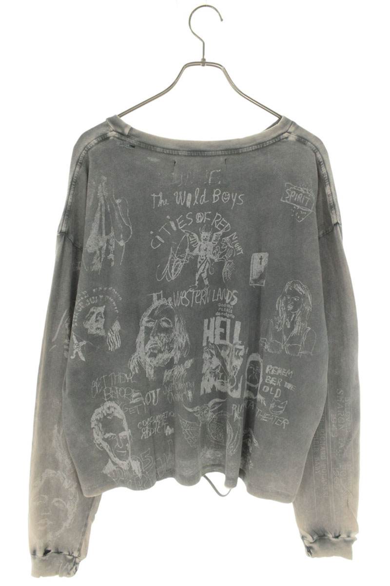 Paly Hollywood 26SS Graphic Distressed Long Sleeve Tee Black Size L