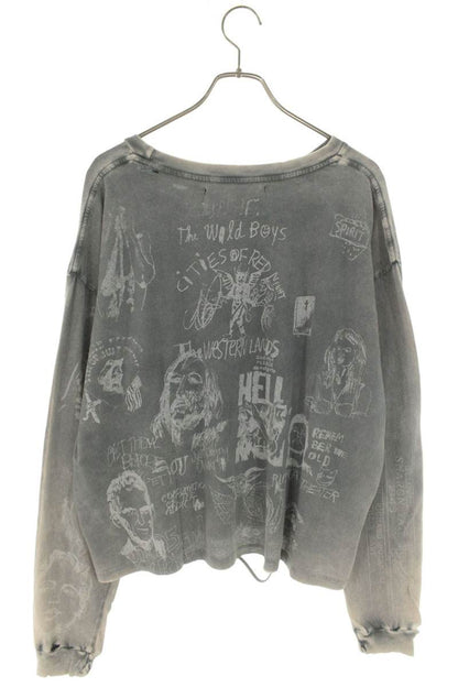 Paly Hollywood 26SS Graphic Distressed Long Sleeve Tee Black Size L