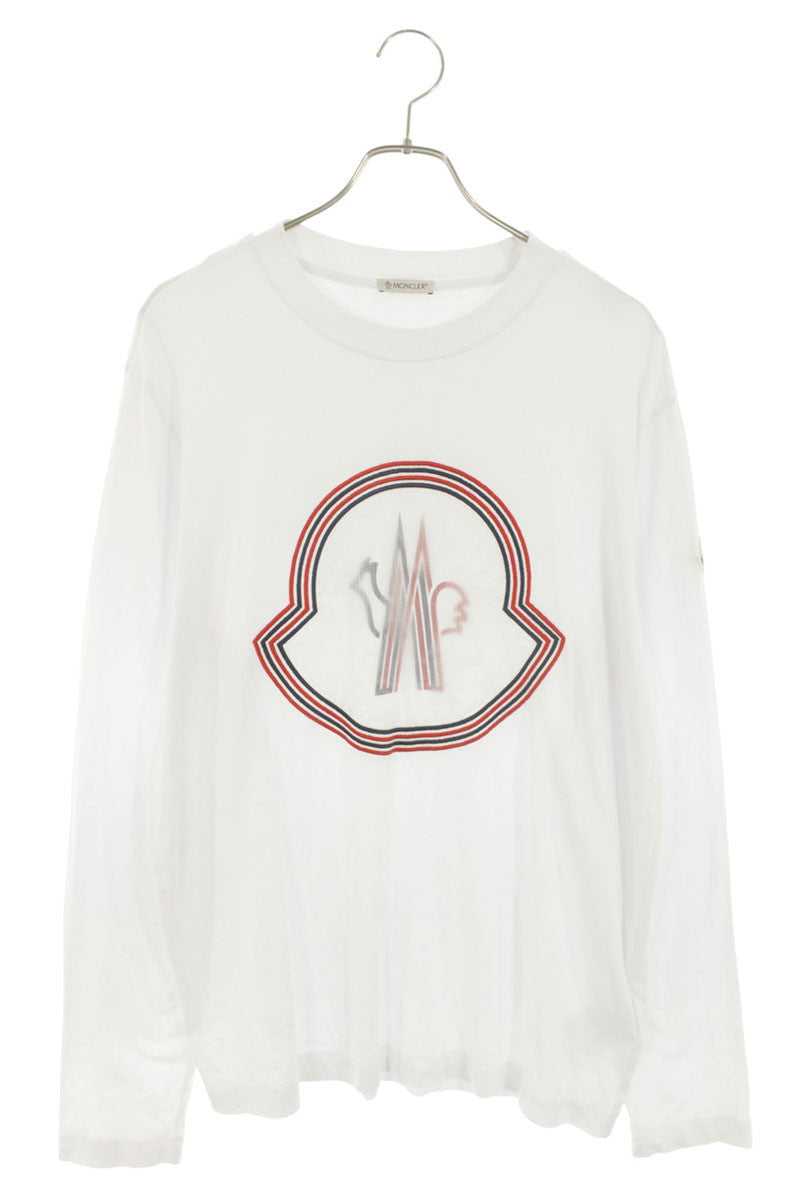 MONCLER Front Logo Long Sleeve T-Shirt White Size M