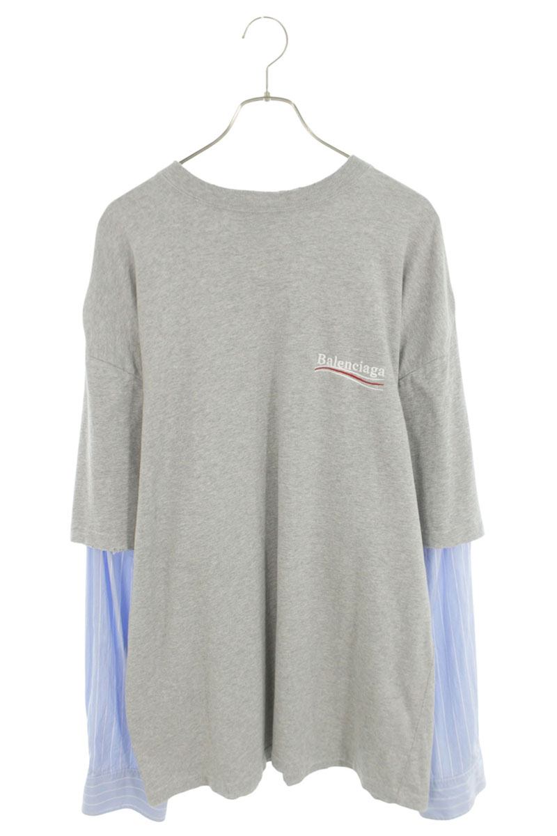 BALENCIAGA Layered Logo Embroidered Long Sleeve Tee Size XS