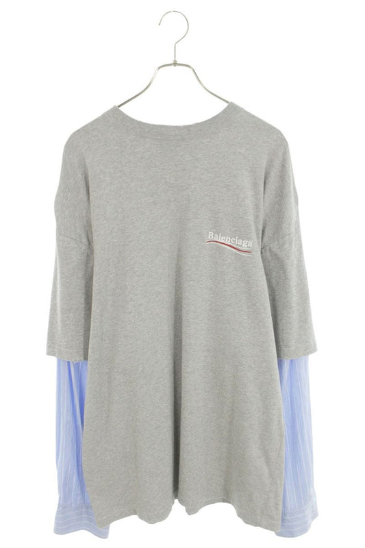 BALENCIAGA Layered Logo Embroidered Long Sleeve Tee Size XS