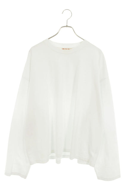 MARNI Oversized Long Sleeve Cotton T-Shirt White Size M
