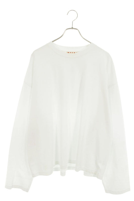 MARNI Oversized Long Sleeve Cotton T-Shirt White Size M