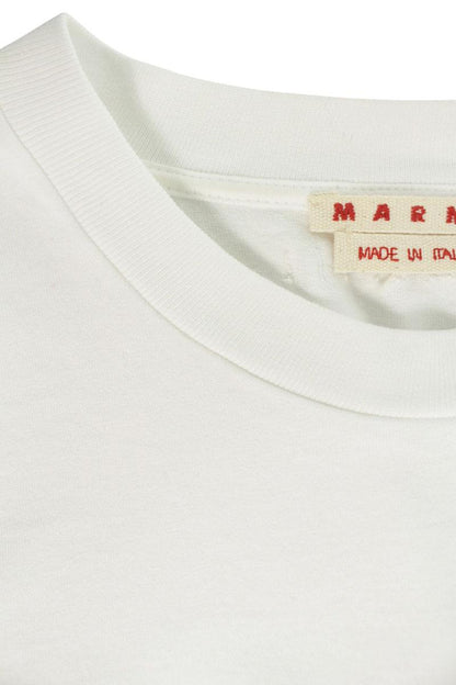 MARNI Oversized Long Sleeve Cotton T-Shirt White Size M