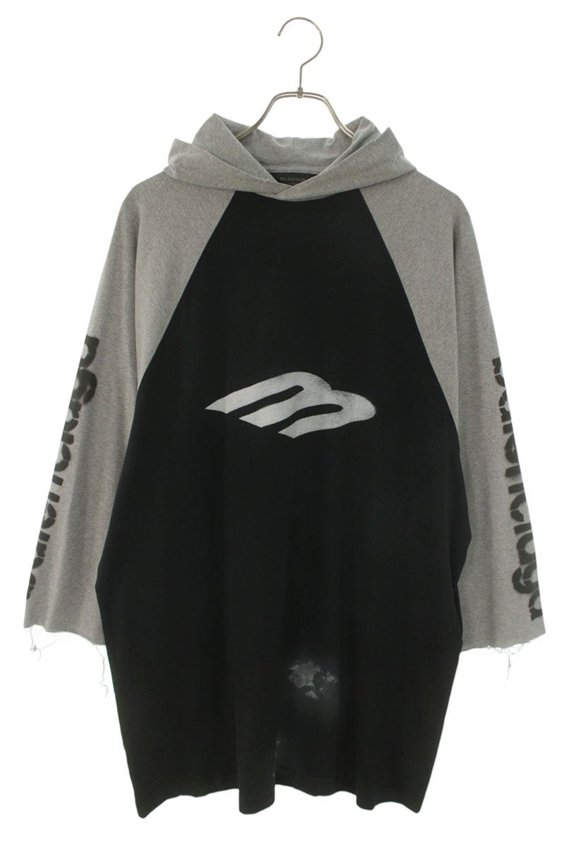 BALENCIAGA 25SS Stencil Raglan Hoodie Black/Gray Size 3