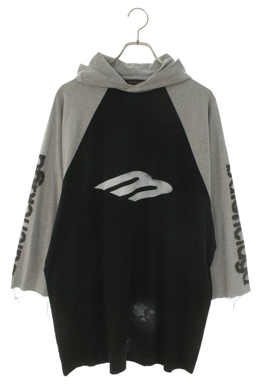 BALENCIAGA 25SS Stencil Raglan Hoodie Black/Gray Size 3