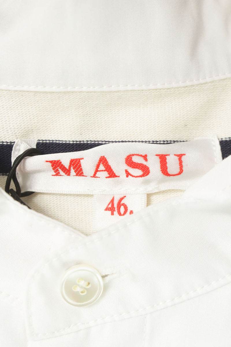 MASU Colorblock Long Sleeve Cotton Shirt Tee Wht/Nvy Size S