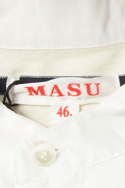 MASU Colorblock Long Sleeve Cotton Shirt Tee Wht/Nvy Size S