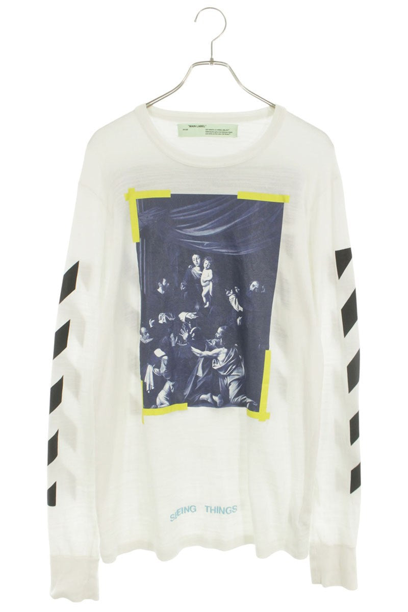 OFF-WHITE Back Bias Caravaggio Long Sleeve Cotton Tee White Size M