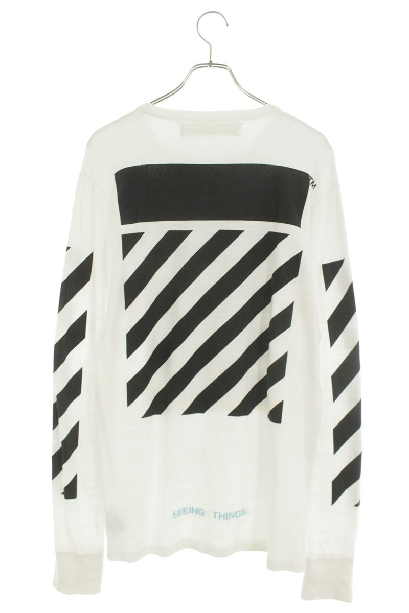 OFF-WHITE Back Bias Caravaggio Long Sleeve Cotton Tee White Size M