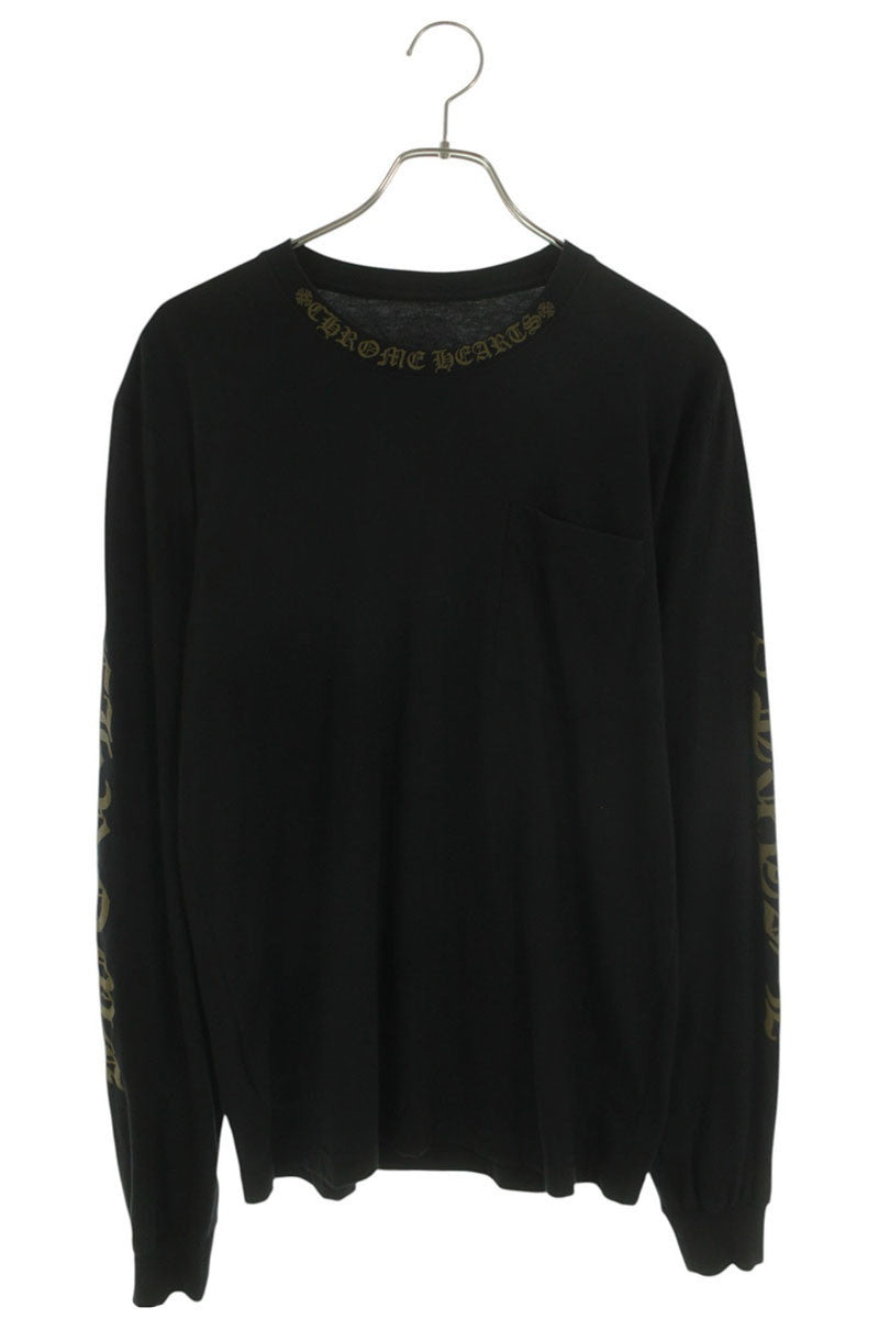 Chrome Hearts Neck Logo Print Long Sleeve Tee Black Size M