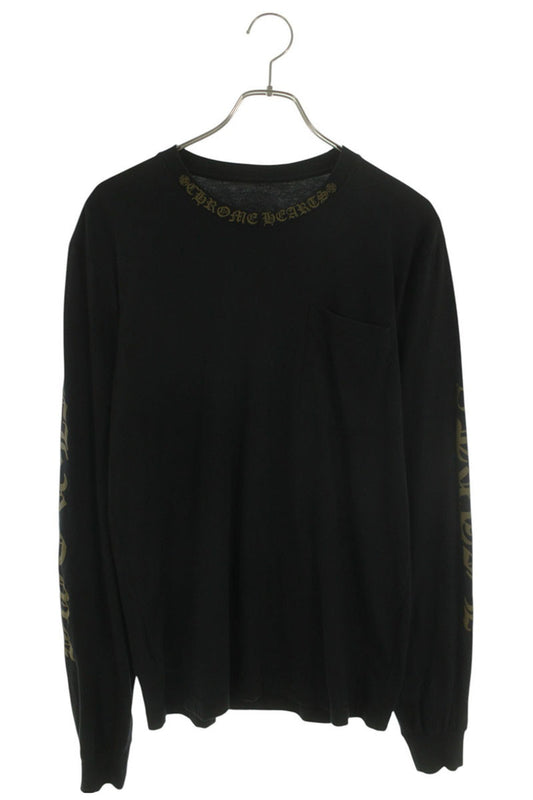 Chrome Hearts Neck Logo Print Long Sleeve Tee Black Size M