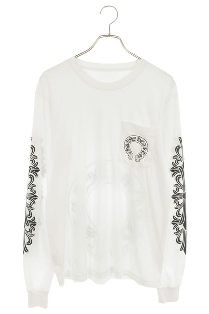 Chrome Hearts Horseshoe Floral Print Long Sleeve Tee White Size M