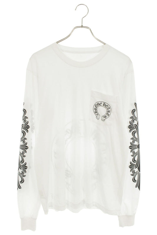 Chrome Hearts Horseshoe Floral Print Long Sleeve Tee White Size M