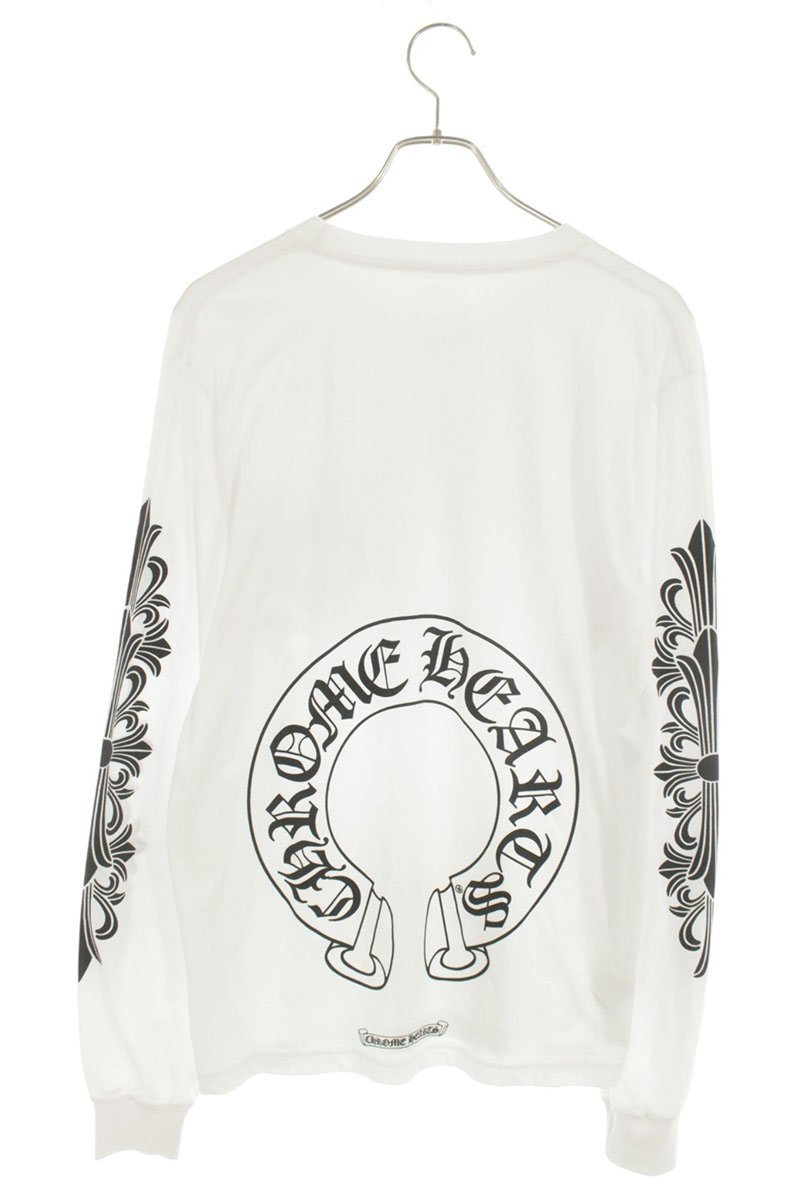 Chrome Hearts Horseshoe Floral Print Long Sleeve Tee White Size M