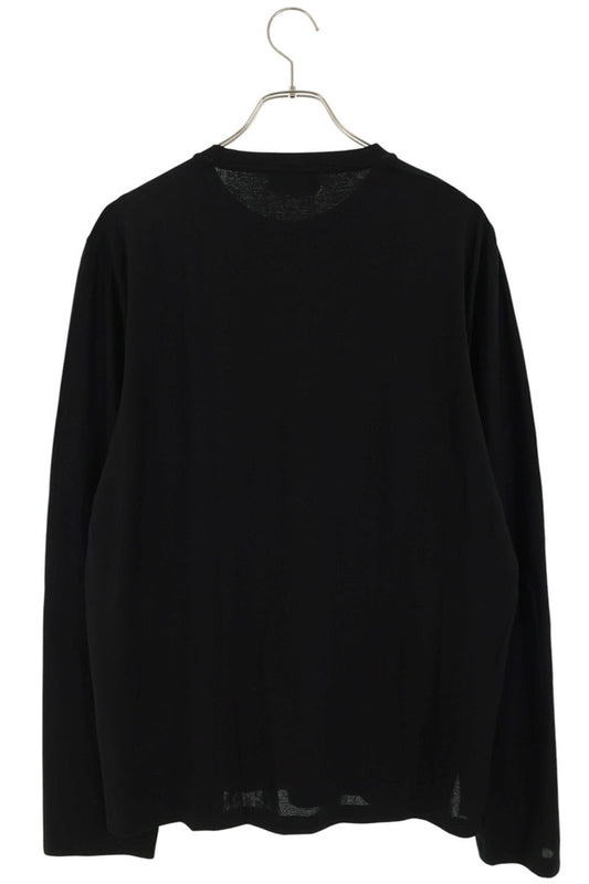HERMES Shoulder H-Stitch Long Sleeve Cotton Tee Black Size L