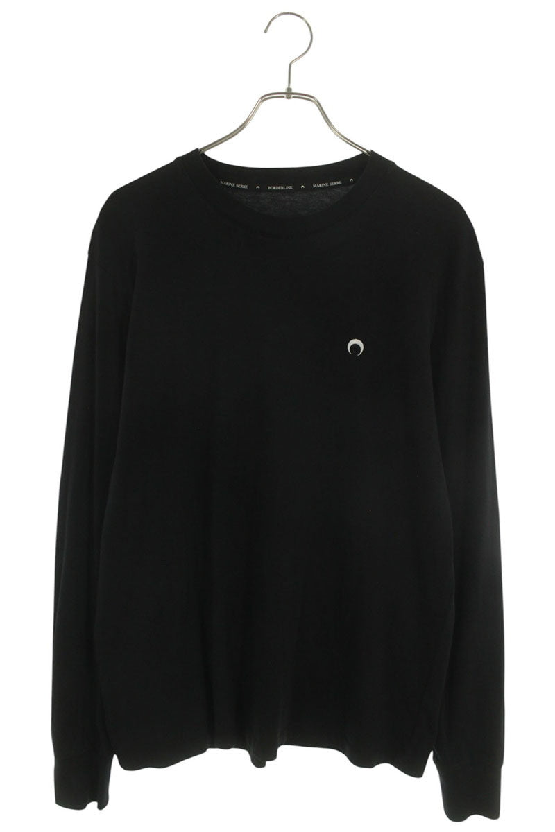 Marine Serre Logo Long Sleeve Cotton T-Shirt Black Size L