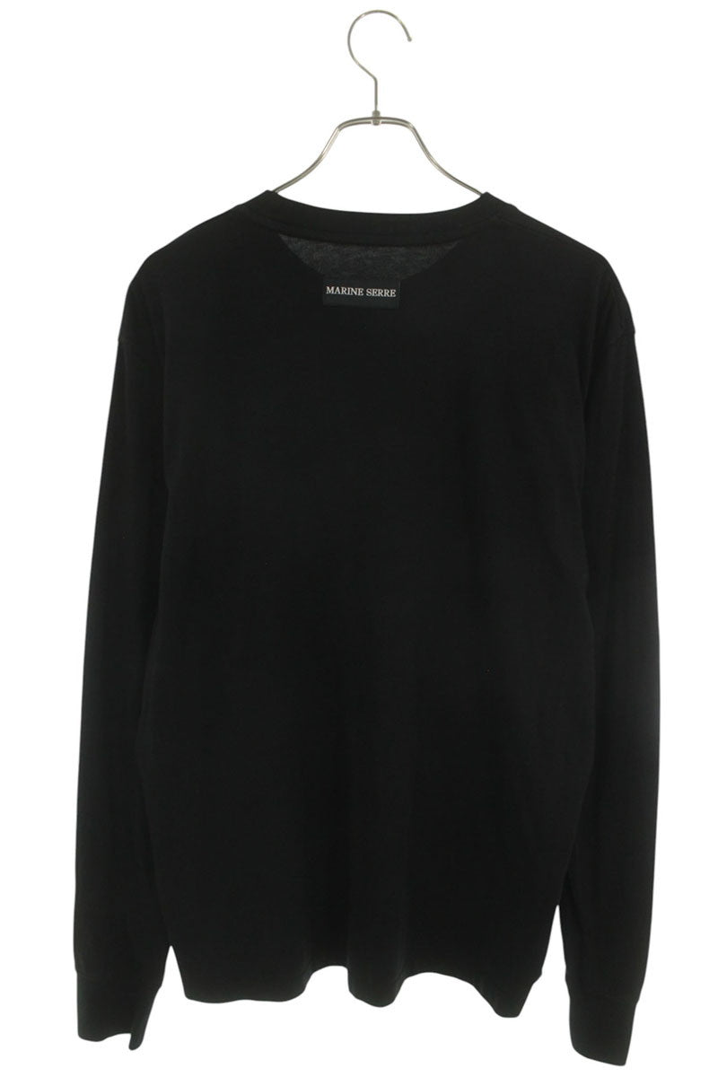 Marine Serre Logo Long Sleeve Cotton T-Shirt Black Size L