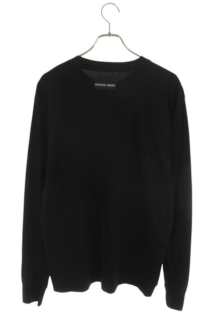 Marine Serre Logo Long Sleeve Cotton T-Shirt Black Size L