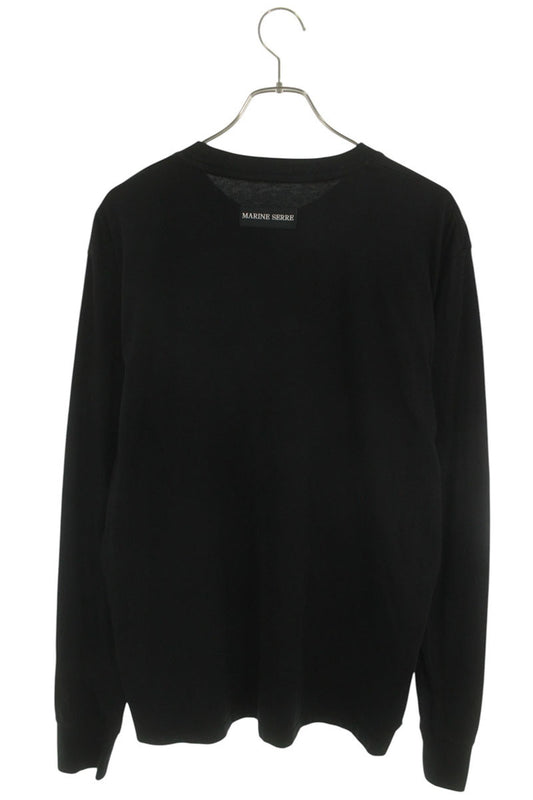 Marine Serre Logo Long Sleeve Cotton T-Shirt Black Size L