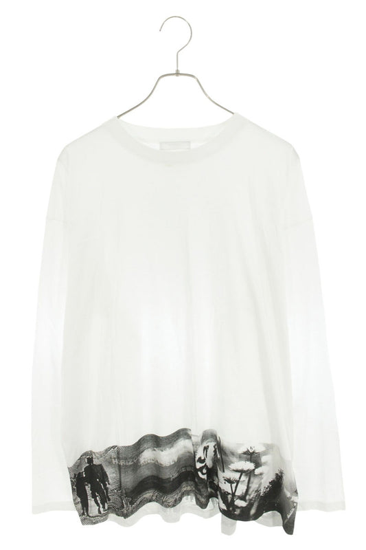 PRADA Contrast Print Cotton Long Sleeve Tee Multi Size L