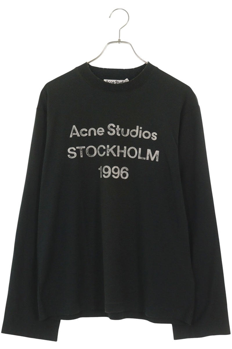 ACNE STUDIOS Logo Print Vintage Long Sleeve Tee Black Size XXS