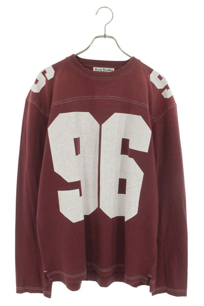 ACNE STUDIOS Numbering Logo Cotton Long Sleeve Tee Red Size S