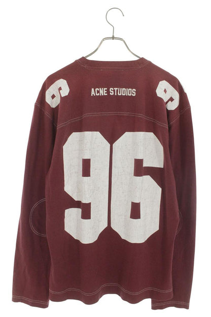 ACNE STUDIOS Numbering Logo Cotton Long Sleeve Tee Red Size S