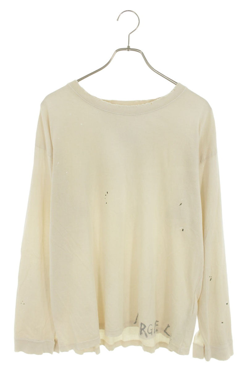 Maison Margiela Vintage Paint Print Long Sleeve Tee Beige Size S