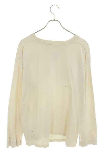 Maison Margiela Vintage Paint Print Long Sleeve Tee Beige Size S