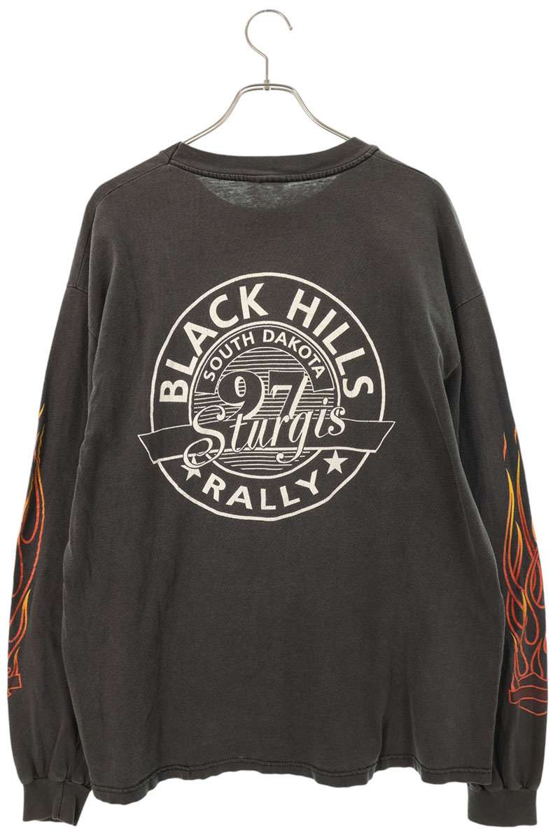 VINTAGE Harley-Davidson Print Long Sleeve Tee Black Size L