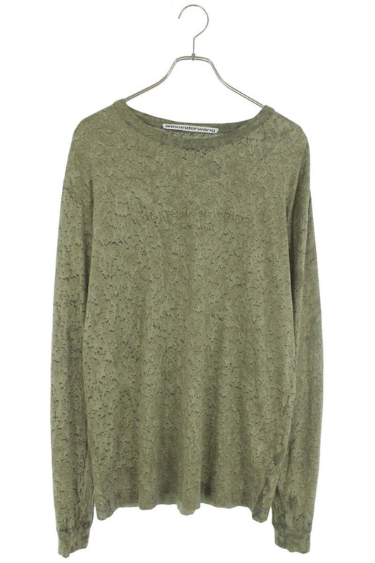 ALEXANDER WANG Embossed Logo Cotton Hemp Long Sleeve Tee Size S