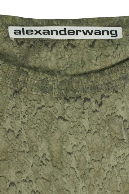 ALEXANDER WANG Embossed Logo Cotton Hemp Long Sleeve Tee Size S