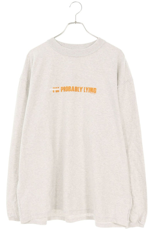 VETEMENTS VAMPIRE Print Oversized Long Sleeve Tee Gray Size S