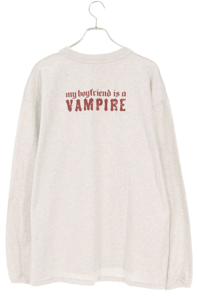 VETEMENTS VAMPIRE Print Oversized Long Sleeve Tee Gray Size S