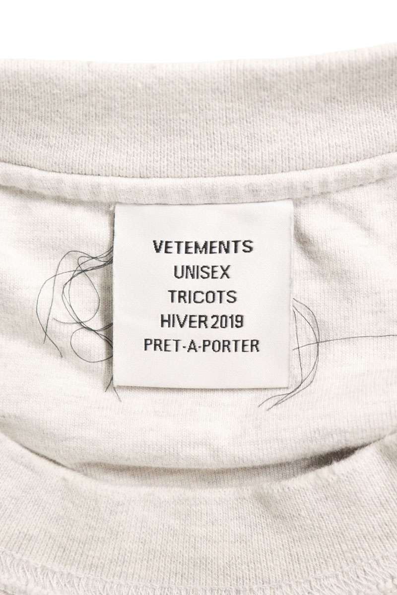 VETEMENTS VAMPIRE Print Oversized Long Sleeve Tee Gray Size S