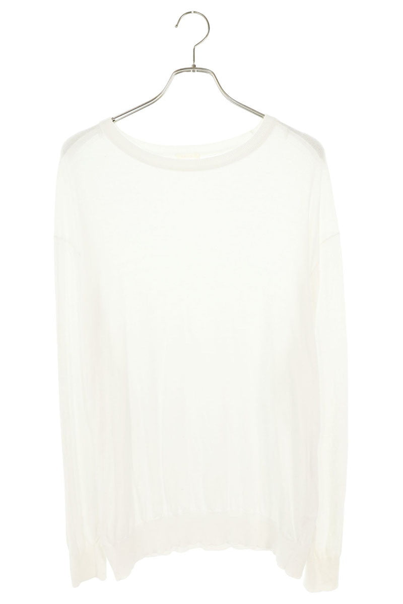COMOLI Cotton Crewneck Long Sleeve Tee White Size L