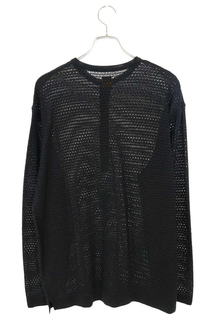 BATONER Henley Neck Summer Knit Long Sleeve Tee Black Size L
