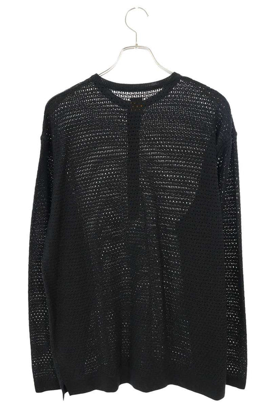 BATONER Henley Neck Summer Knit Long Sleeve Tee Black Size L