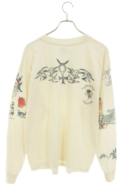 VINTAGE 90s Dennis Rodman Tattoo Print Long Sleeve Tee White Size XL