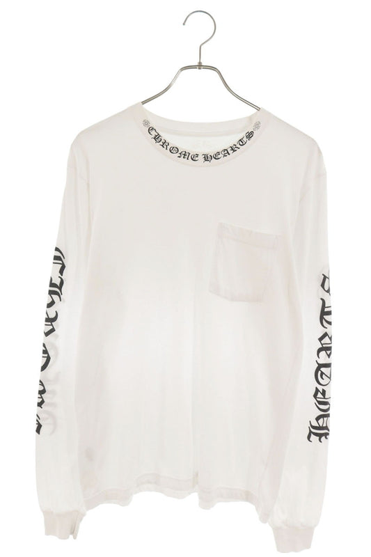 Chrome Hearts Neck Logo Print Long Sleeve Tee White Size M