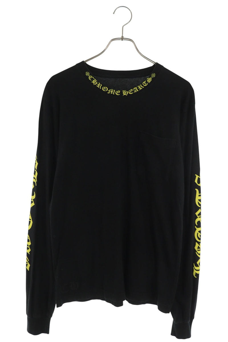 Chrome Hearts Neck Logo Print Long Sleeve Tee Black/Yel Size M