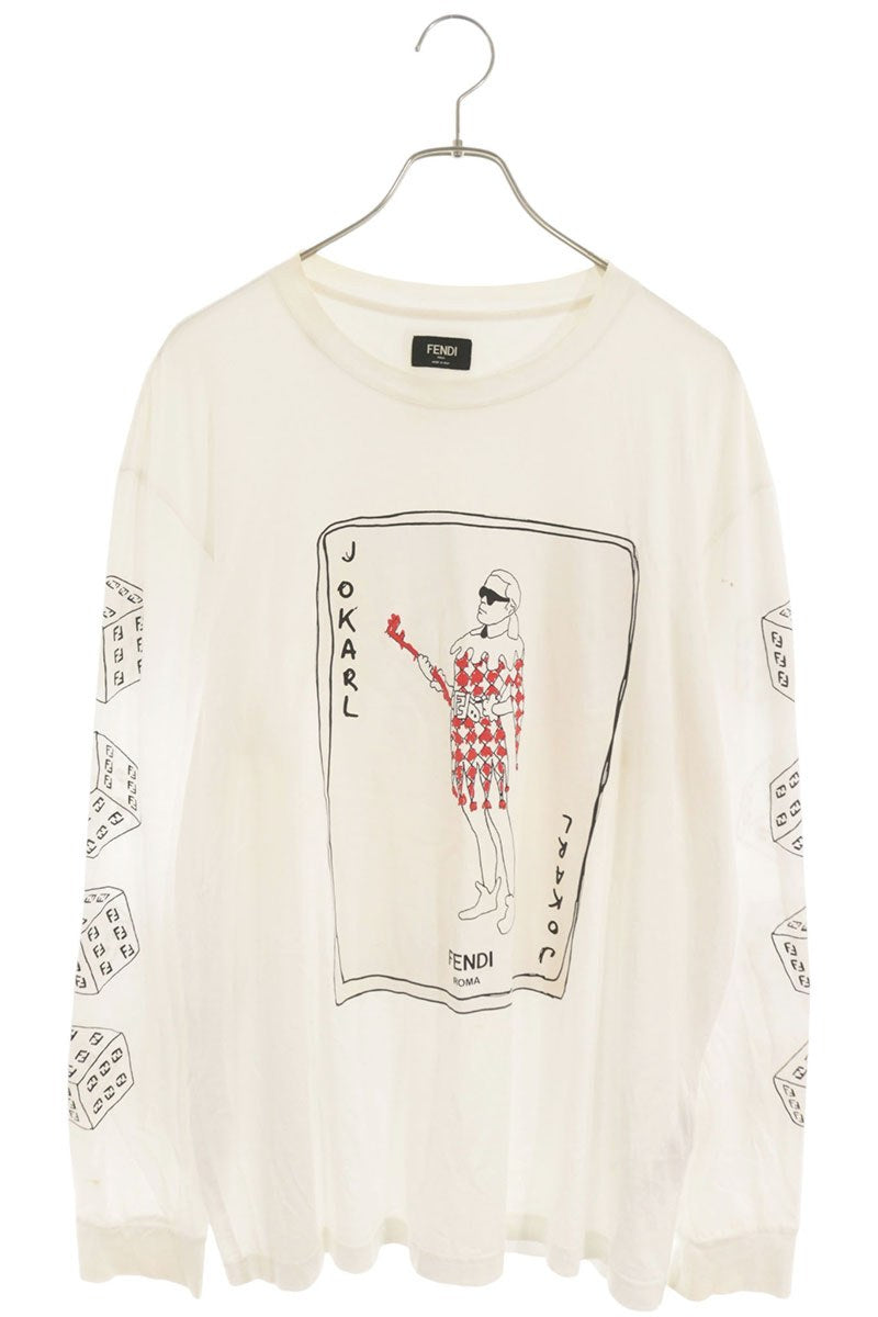 FENDI Playing Card Print Long Sleeve Tee Size L