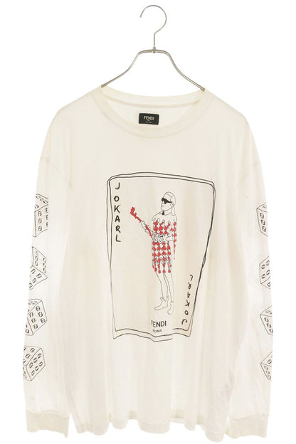 FENDI Playing Card Print Long Sleeve Tee Size L