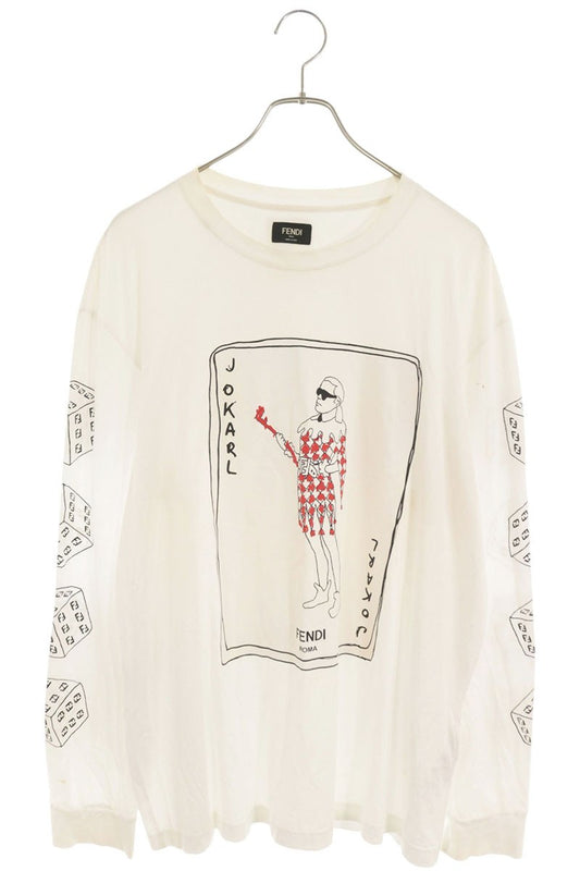 FENDI Playing Card Print Long Sleeve Tee Size L