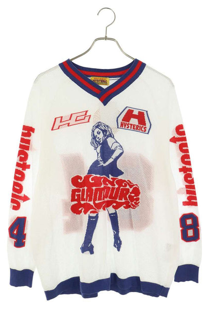 H.HYSTERIC GLAMOUR Jacquard Mesh Long Sleeve White Size Free