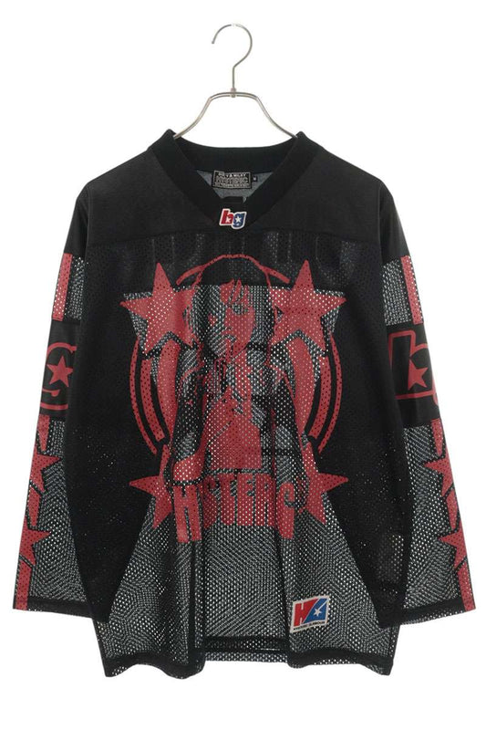 HYSTERIC GLAMOUR Mesh Hockey Long Sleeve Black Size M