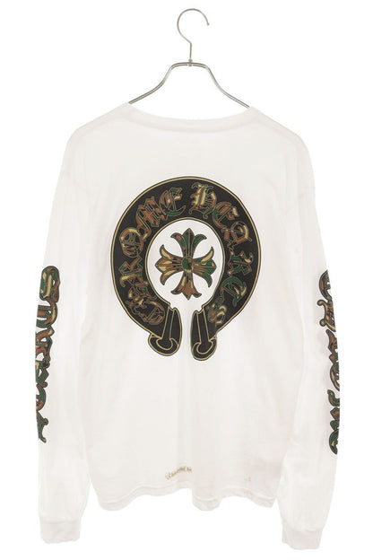 Chrome Hearts Camo Horseshoe Print Long Sleeve Tee White/Grn Size L